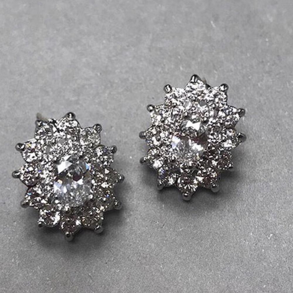 Cubic Zirconia Brilliant Oval Studs,NWT